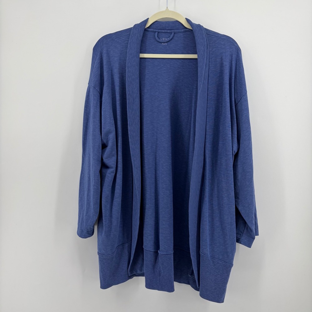 Love by Gap Womens XS/S Blue Cardigan Open Front Pockets‎ Relaxed Slub Jersey